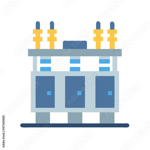 Cartoon electrical substation icon for power generation applications
