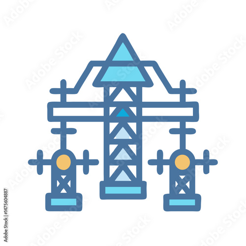 Electricity pylon illustration, power tower, energy, transmission lines