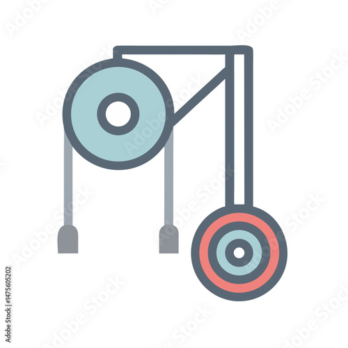 Pulley system icon for engineering, physics and mechanics