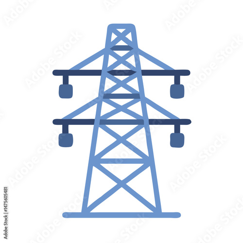 Blue Cartoon Electricity Pylon on a Black Background