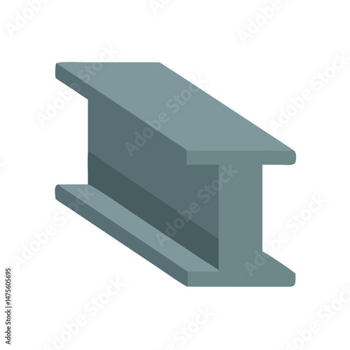 Steel I-Beam Illustration on Black Background for Construction