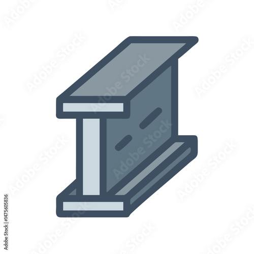 Isolated I-Beam Steel Construction Material in Grey Color