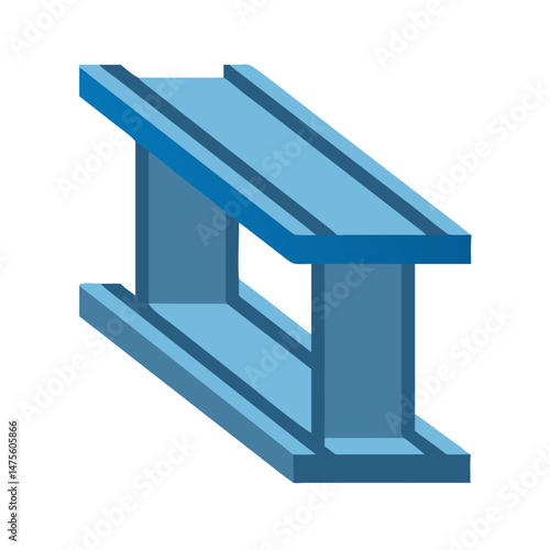Isometric Blue I-Beam Structural Metal Illustration on Black