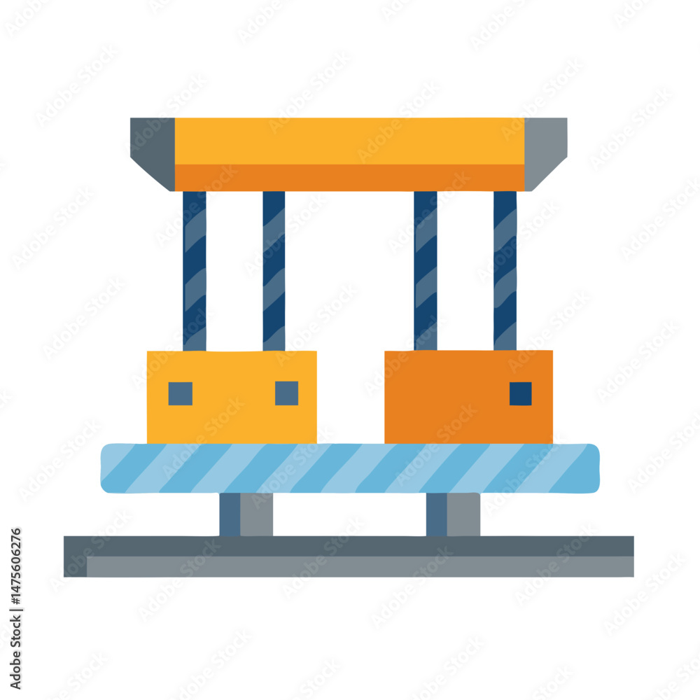 Obraz premium Abstract Machine Flat Illustration with Yellow and Blue Colors