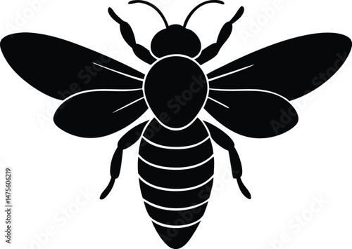bee silhouette vector illustration, honeybee icon 