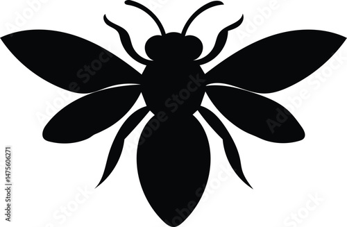 bee silhouette vector icon, honeybee symbol