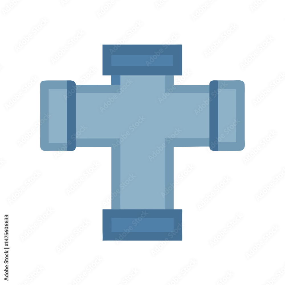 Obraz premium Pixelated Blue Cross Pipe on Black Background Graphic