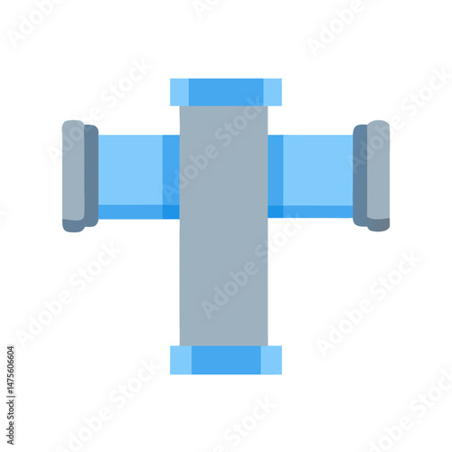Simple Blue and Gray Pipe Connection Illustration on Black
