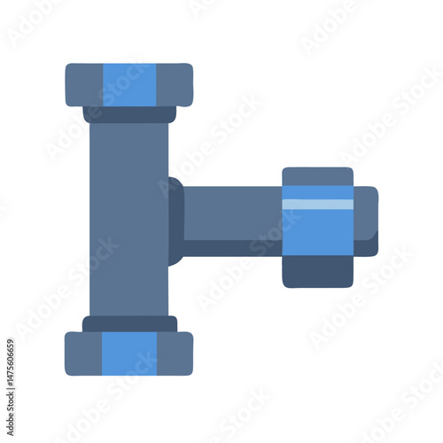 Blue Pipe Fitting Illustration for Plumbing and Repair Services