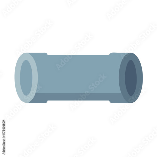 Grey isolated cartoon pipe, plumbing, water or gas