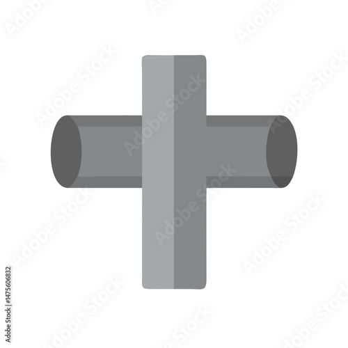 Gray Cross Section of Industrial Piping Illustration Isolated