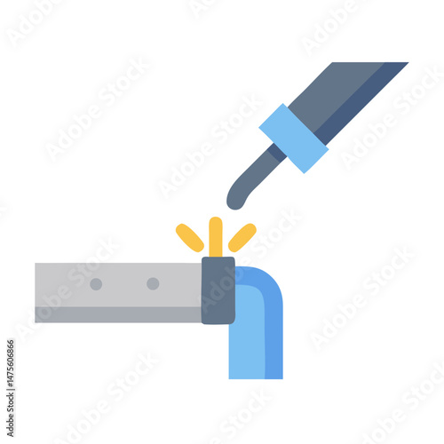 Welding Pipe Repair: Flat Design Illustration, Construction Process