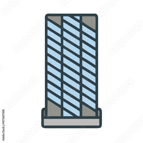 Modern skyscraper with blue glass isolated on black background