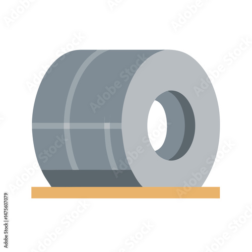 Steel coil flat vector illustration on black background