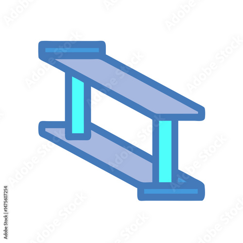 Light blue two-tier shelf icon on black background