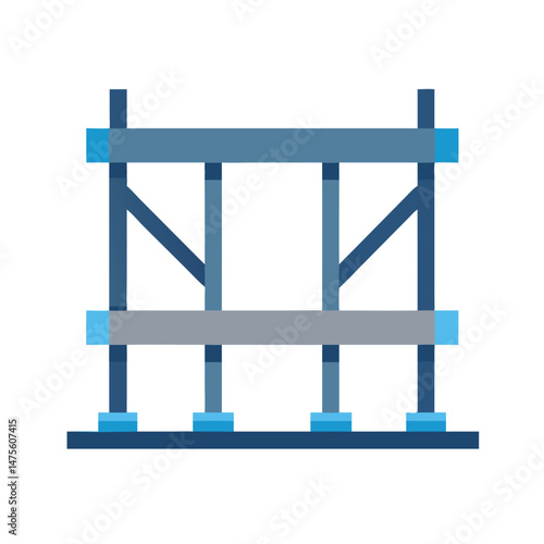 Blue scaffolding structure illustration against a black background