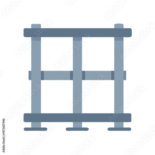 Minimalist Grey Jail Bars Structure on Black Background