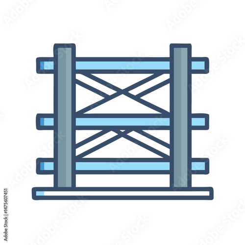 Modern Construction Scaffolding Icon on Black Background Vector