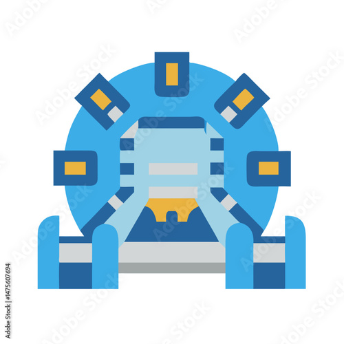 Modern CT scanner medical device flat design illustration