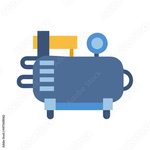 Air Compressor Cartoon Illustration on Black Background