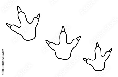 dinosaur footprints outline vector illustration – three fossilized tracks