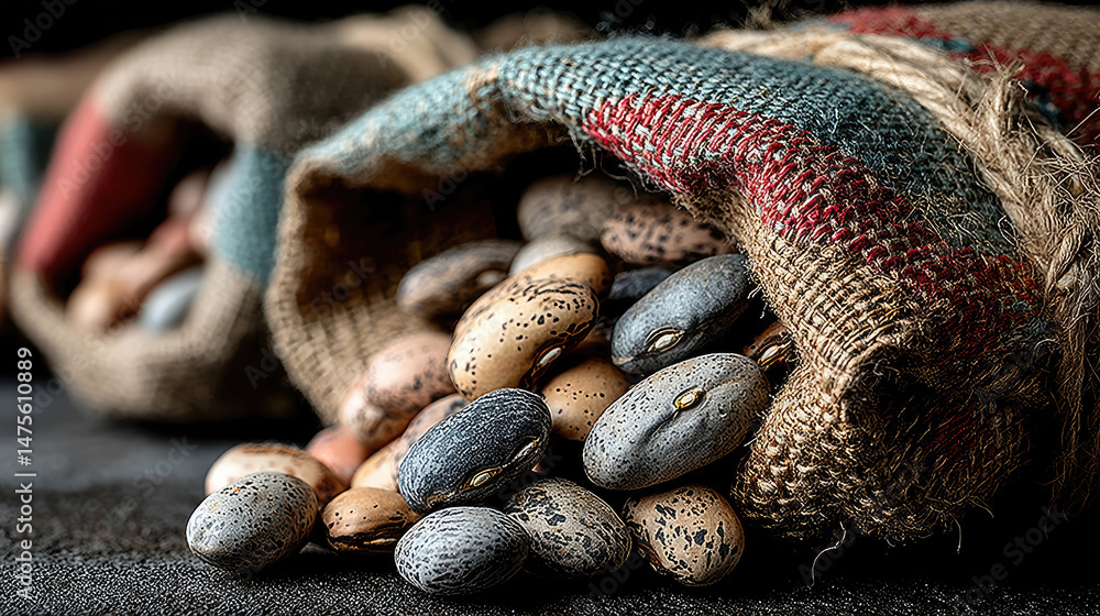 Obraz premium Burlap sacks filled with stones
