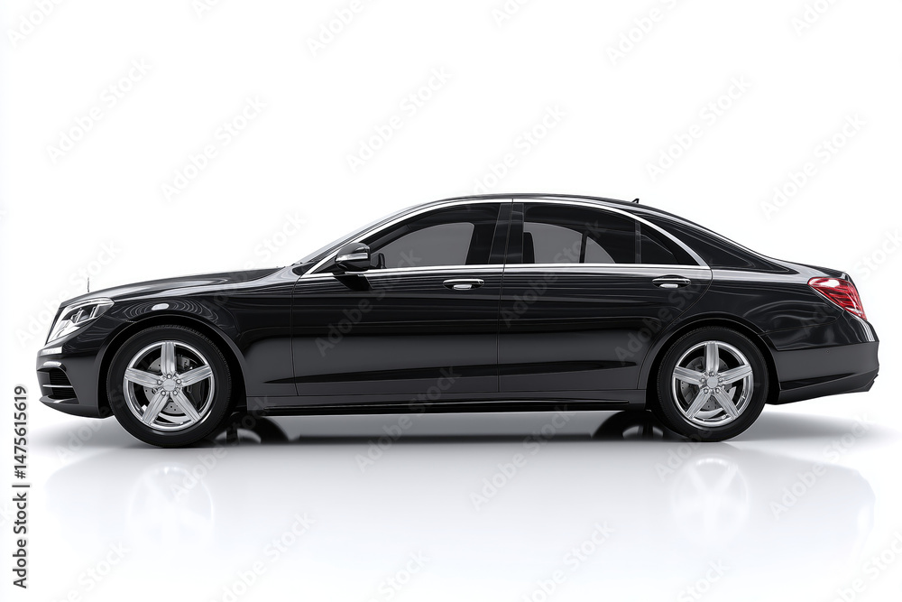 Dark sedan side profile view Dark sedan side profile view