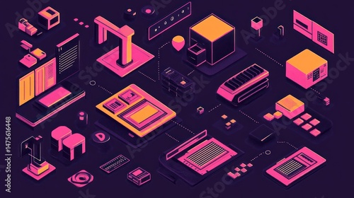 Wallpaper Mural Futuristic automated system for logistics and manufacturing Torontodigital.ca