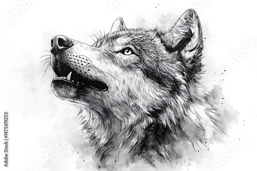 Fierce wolf expression in wild sketch high resolution picture