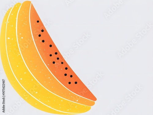 Papaya Slice Illustration: A stylized depiction of a vibrant papaya slice, showcasing its juicy flesh and black seeds, rendered in a modern graphic style that exudes freshness and flavor.