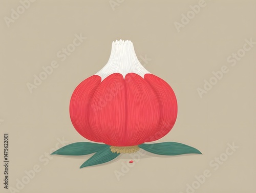 Vibrant Garlic Bloom: An eye-catching illustration of a garlic bulb blossoming into a unique flower.