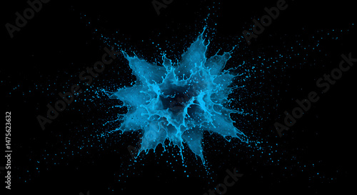 Aqua Eruption Bursting Against The Dark Backdrop With Splash Formation
