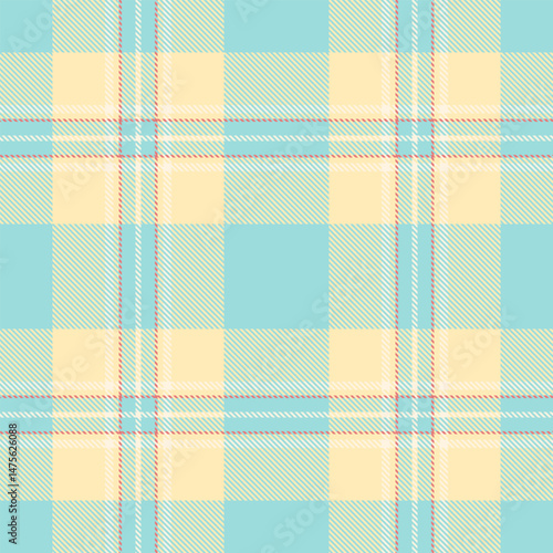 Pastel plaid pattern in soft blue, pale yellow, and creamy white.  Ideal for textile design, stationery, or website backgrounds.