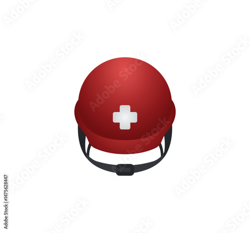 Rescue worker helmet vector isolated emoticon. Medic helmet emoji. Medical helmet color icon