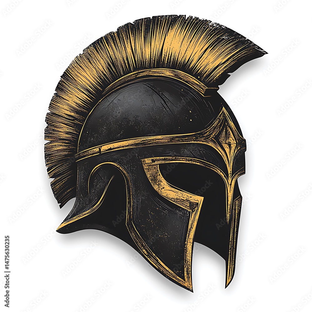 Naklejka premium Spartan warrior helmet bold graphic art high resolution image