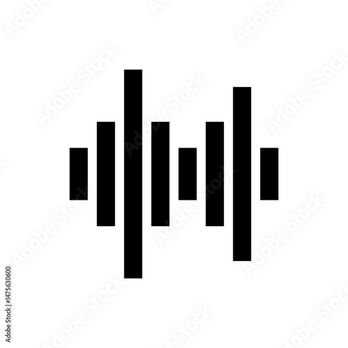 Illustration of a black and white vertical bar graph showing varying heights against a white background space
