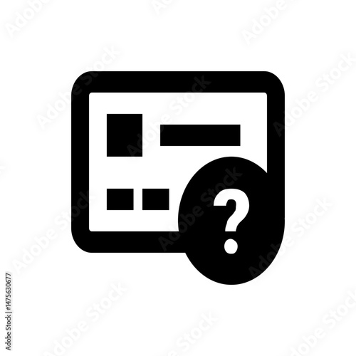Illustration of a document with blocks and a question mark in a circle on the bottom right corner