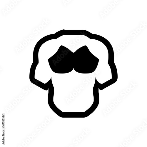 Illustration of a muscular torso with prominent chest and arm muscles in black and white style design