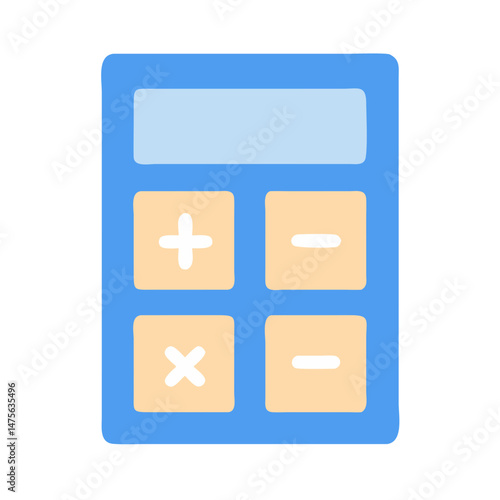 Illustration of Blue Calculator with Math Symbols on Buttons