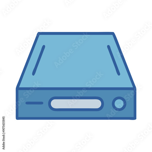 Blue external hard drive enclosure icon design illustration