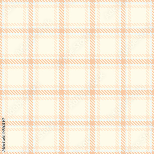 Overlay plaid fabric tartan, poncho texture check background. Vogue seamless pattern textile vector in ivory and blanched almond colors.