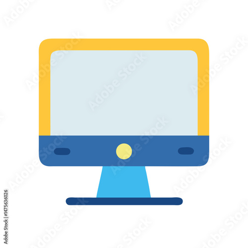 Flat Icon Vector Illustration of a Computer Monitor