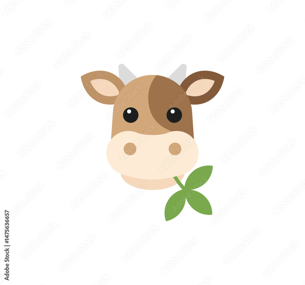 Fototapeta premium Cow vector isolated emoticon. Cow emoji. Cow color icon