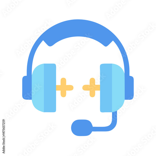 Blue Headset with Dead Eyes Gaming Concept Illustration
