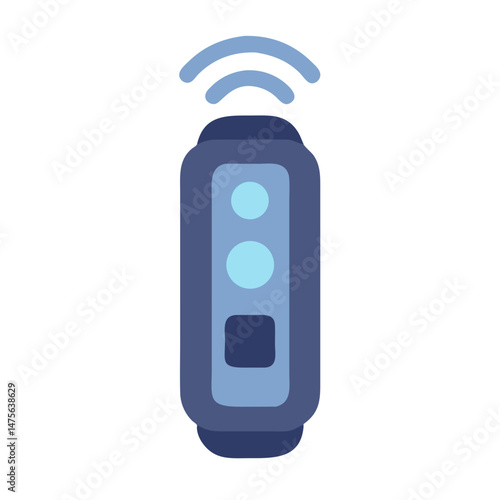 Blue Fitness Tracker Icon with Wireless Connectivity Symbol