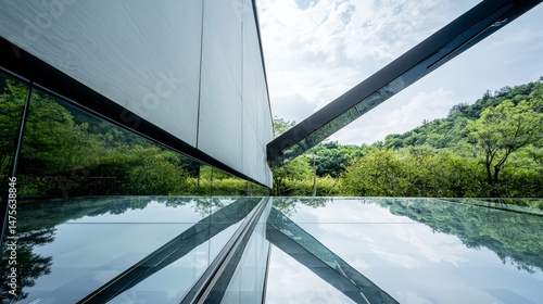 Modern Villa Exterior with Infinity Pool and Sky Reflection