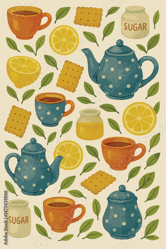Tea Time Print Design in Vector