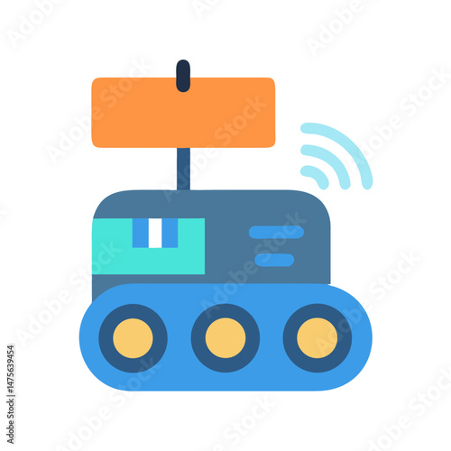 Automated Delivery Robot Icon, Autonomous Vehicle Concept