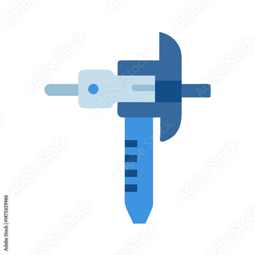 Blue Caliper Measurement Tool Isolated on a Black Background