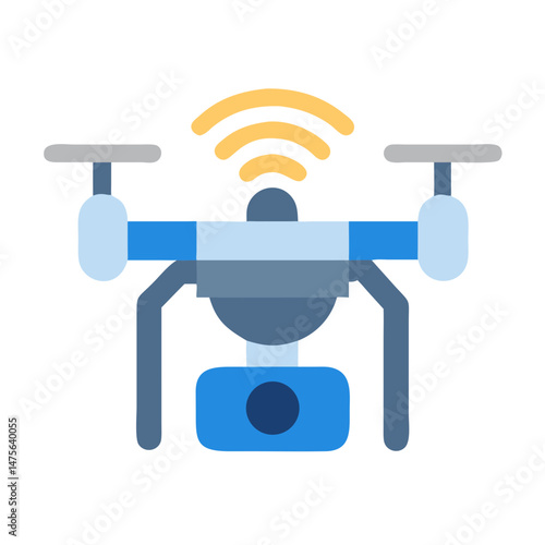 Drone with Camera Vector Icon on Black Background